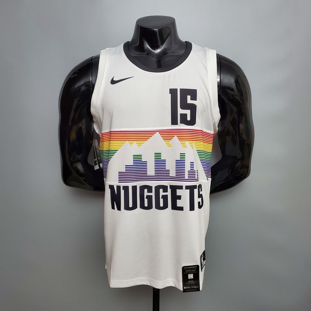 Maillot de football JDKIC #15 Nuggets City édition blanc Size_ XS_XXL Nike Connect hommage