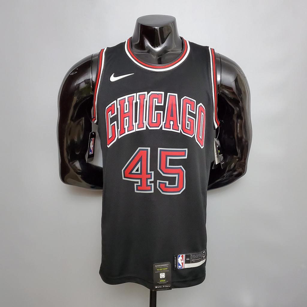 JDRDAN #45 Chicago Bulls Black NBA jersey Size S_XXL Nike connect recognition