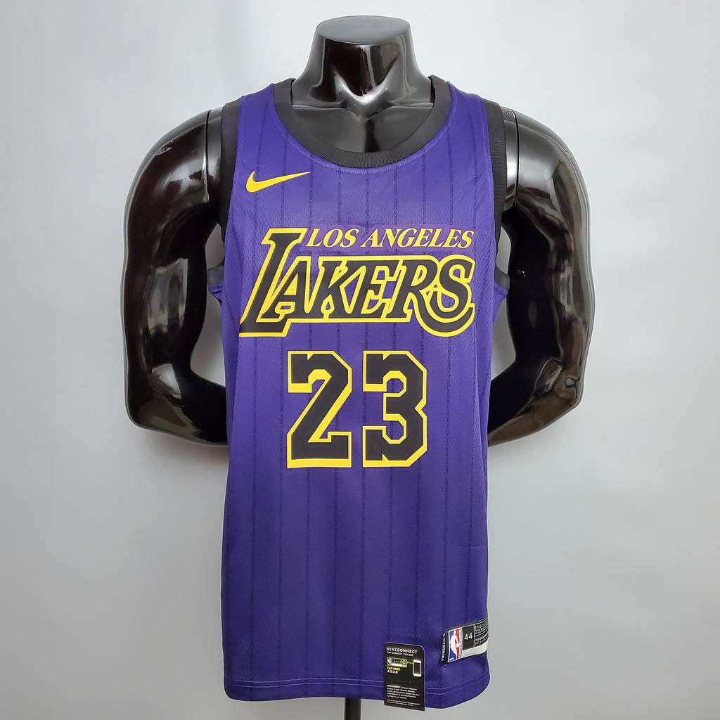 Maillot de basket James #23 Lakers col rond violet NBA Size_XS_XXL Nike Connect hommage