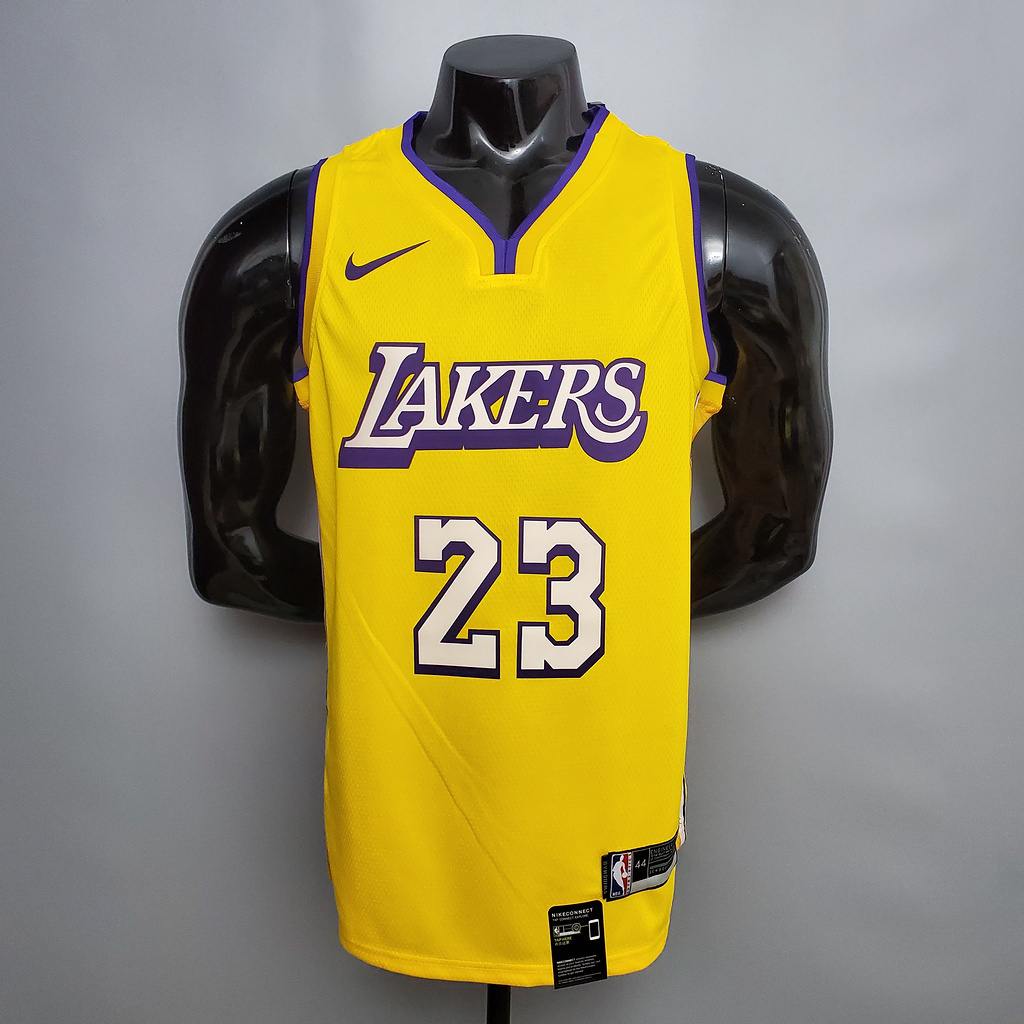 James #23 Lakers V_neck City Edition yellow NBA jersey Size_XS_XXL Nike connect recognition