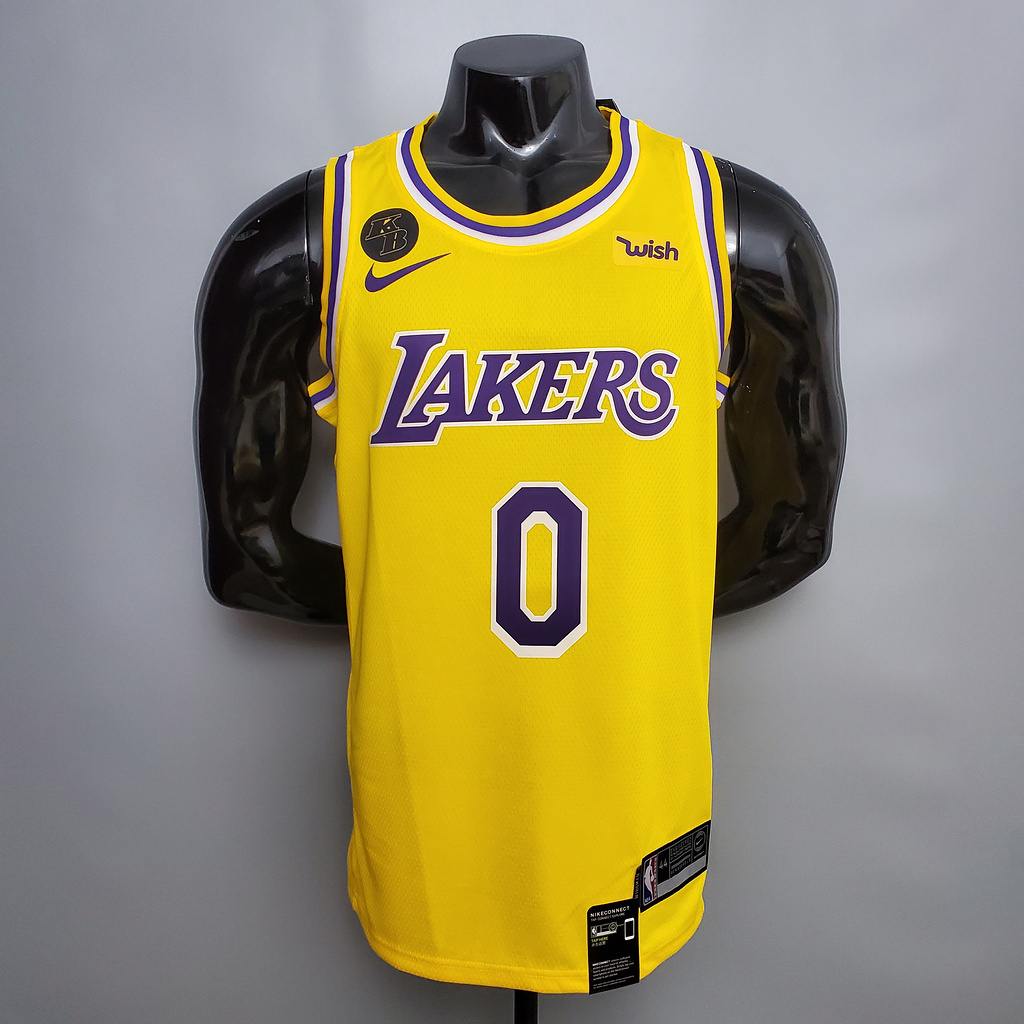 KUZMA #0 Lakers Commemorative Edition Round neck yellow NBA jersey Size_XS_XXL Nike connect recogn
