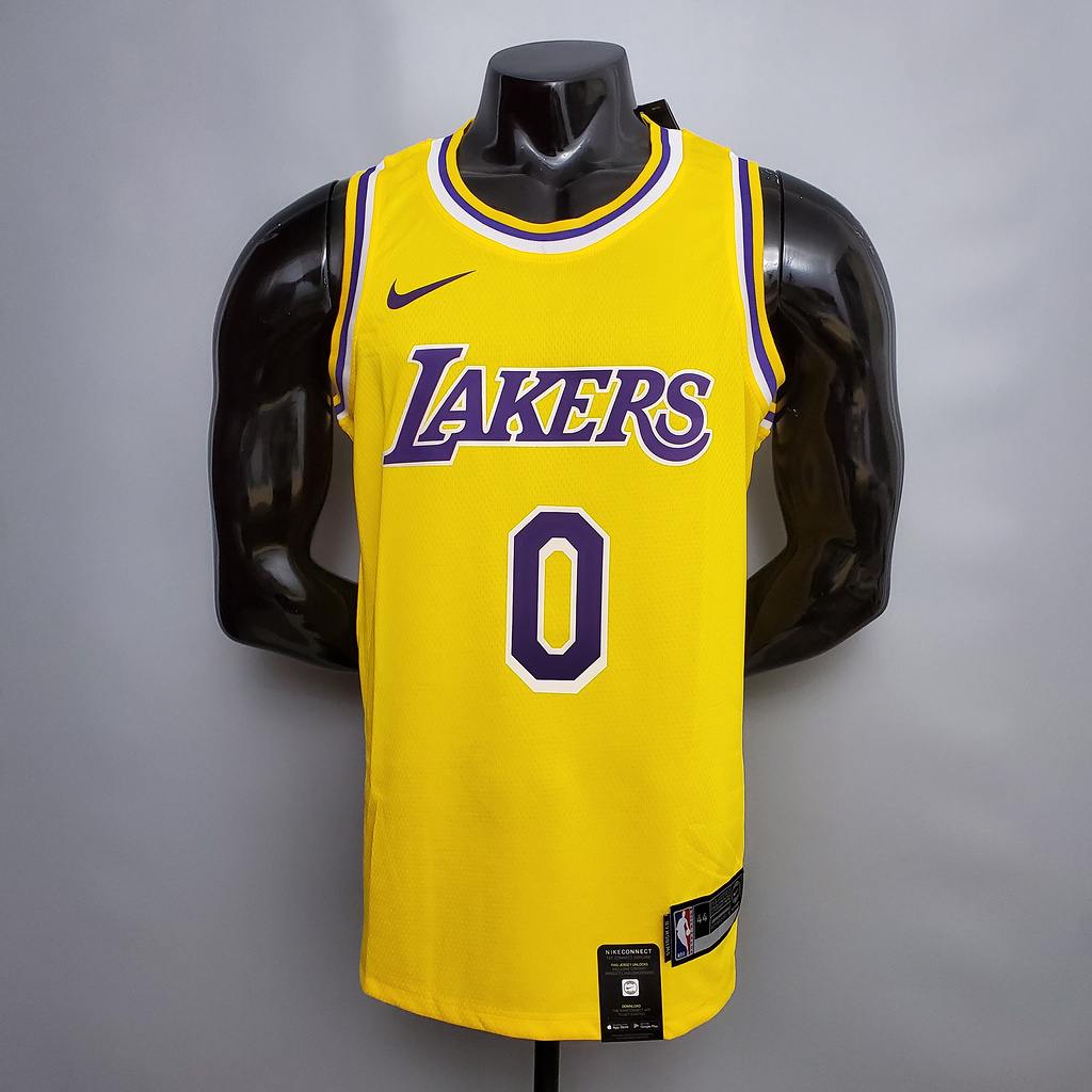KUZMA #0 Lakers Round neck yellow NBA jersey Size_XS_XXL Nike connect recognition