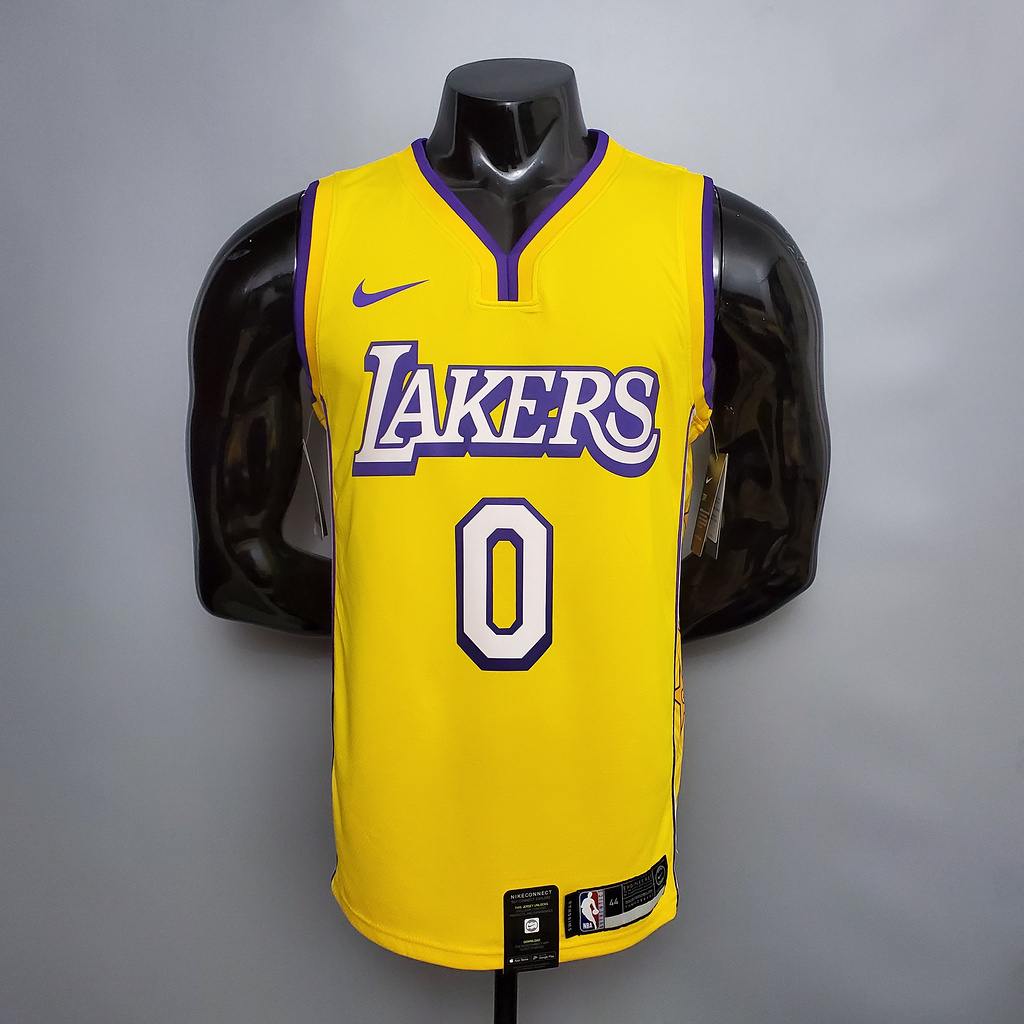 KUZMA #0 Lakers V_neck City Edition yellow NBA jersey Size_XS_XXL Nike connect recognition