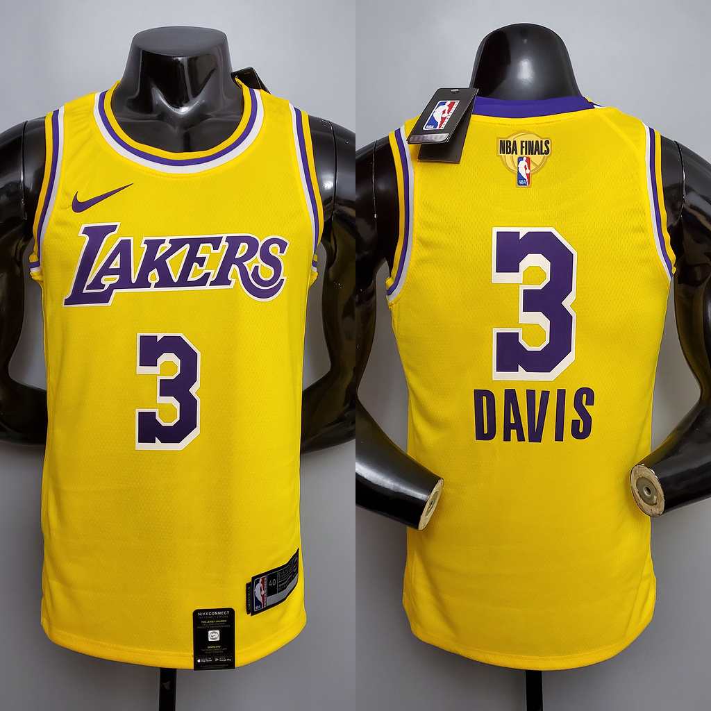 New DAVIS #3 Lakers Commemorative Edition Round neck yellow NBA jersey Size_XS_XXL