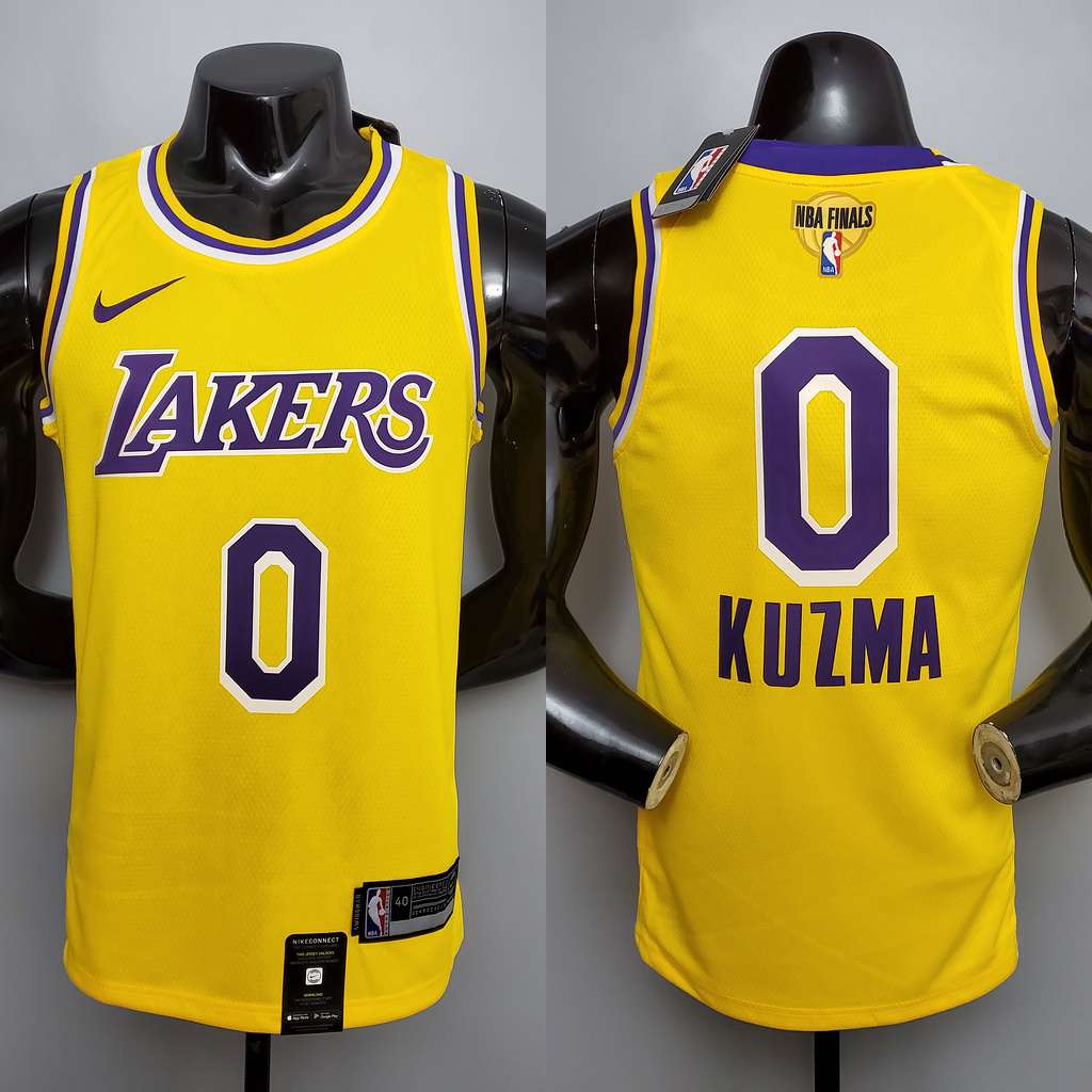 New KUZMA #0 Lakers Commemorative Edition Round neck yellow NBA jersey Size_XS_XXL