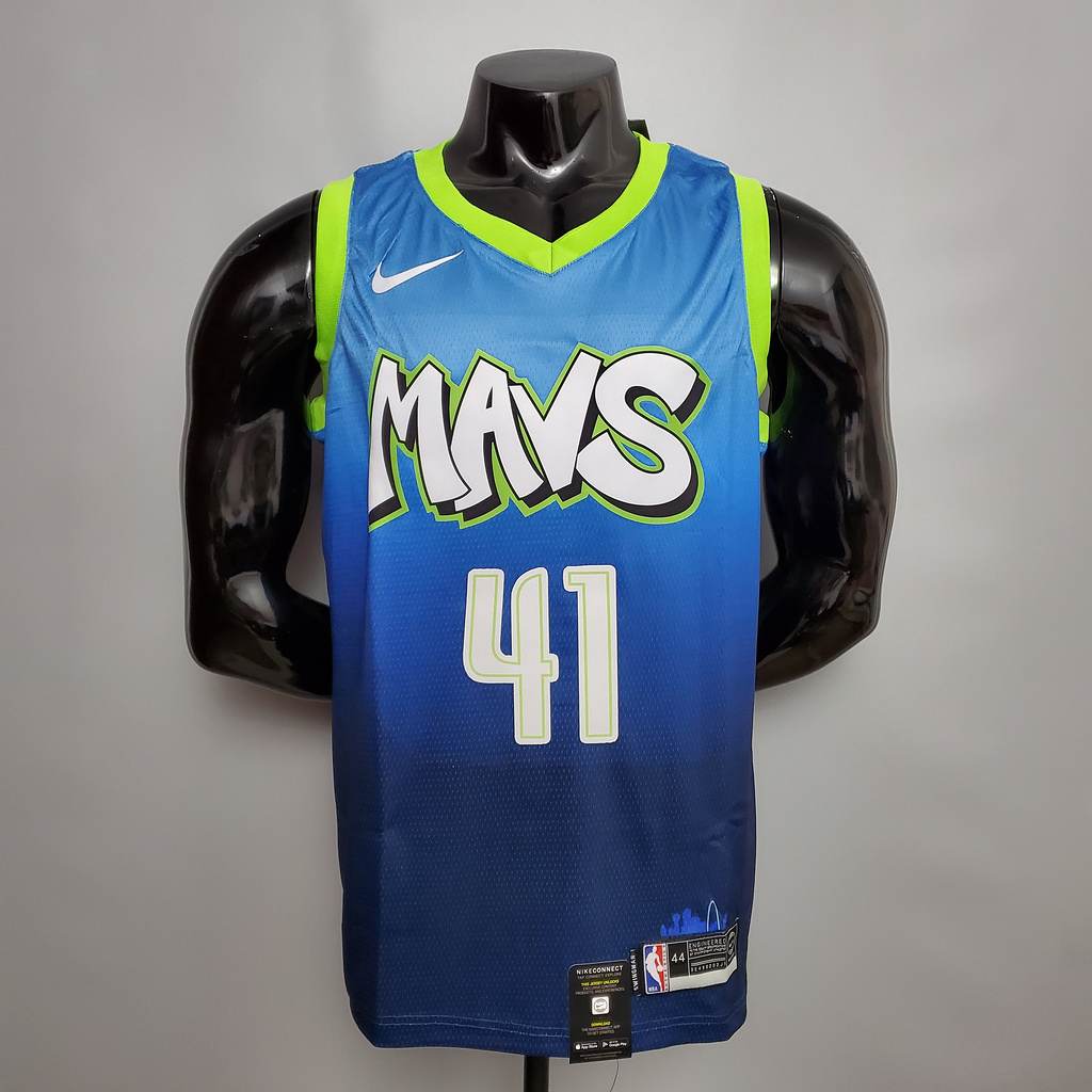 Nowitzki #41 Dallas Mavericks blue idol NBA jersey Size_XS_XXL Nike connect recognition