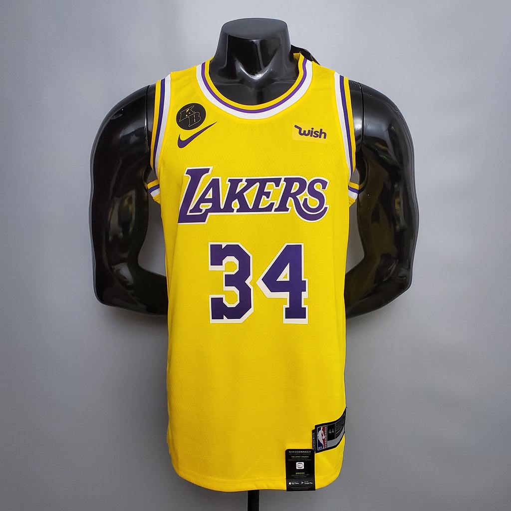 O'Neal #34 Lakers Commemorative Edition Round neck yellow NBA jersey Size_XS_XXL Nike connect recogn