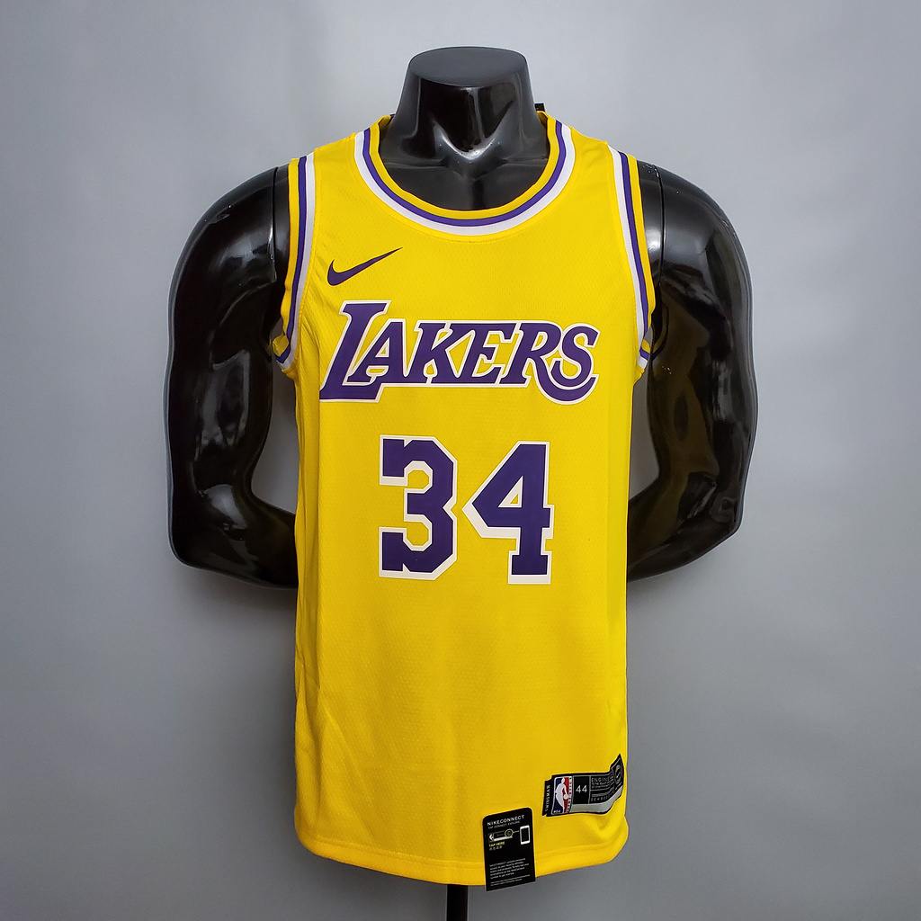 O'Neal #34 Lakers Round neck yellow NBA jersey Size_XS_XXL Nike connect recognition
