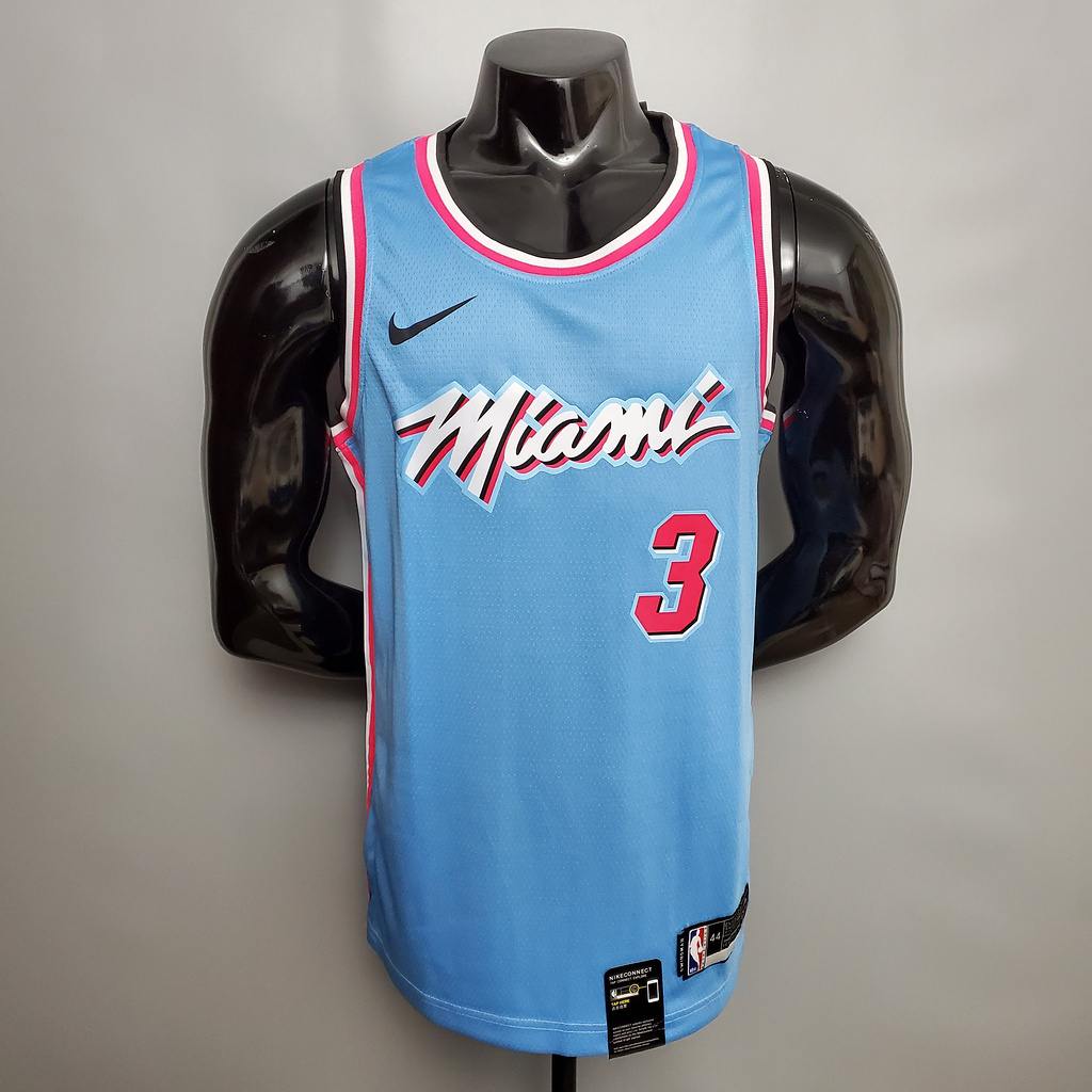 WADE #3 Miami Heat V_neck blue NBA jersey Size_XS_XXL Nike connect recognition