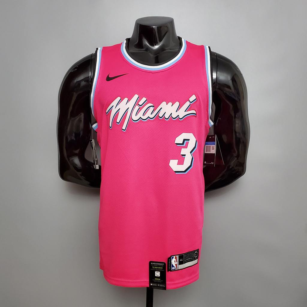 WADE #3 Miami Heat V_neck pink NBA jersey Size_XS_XXL Nike connect recognition