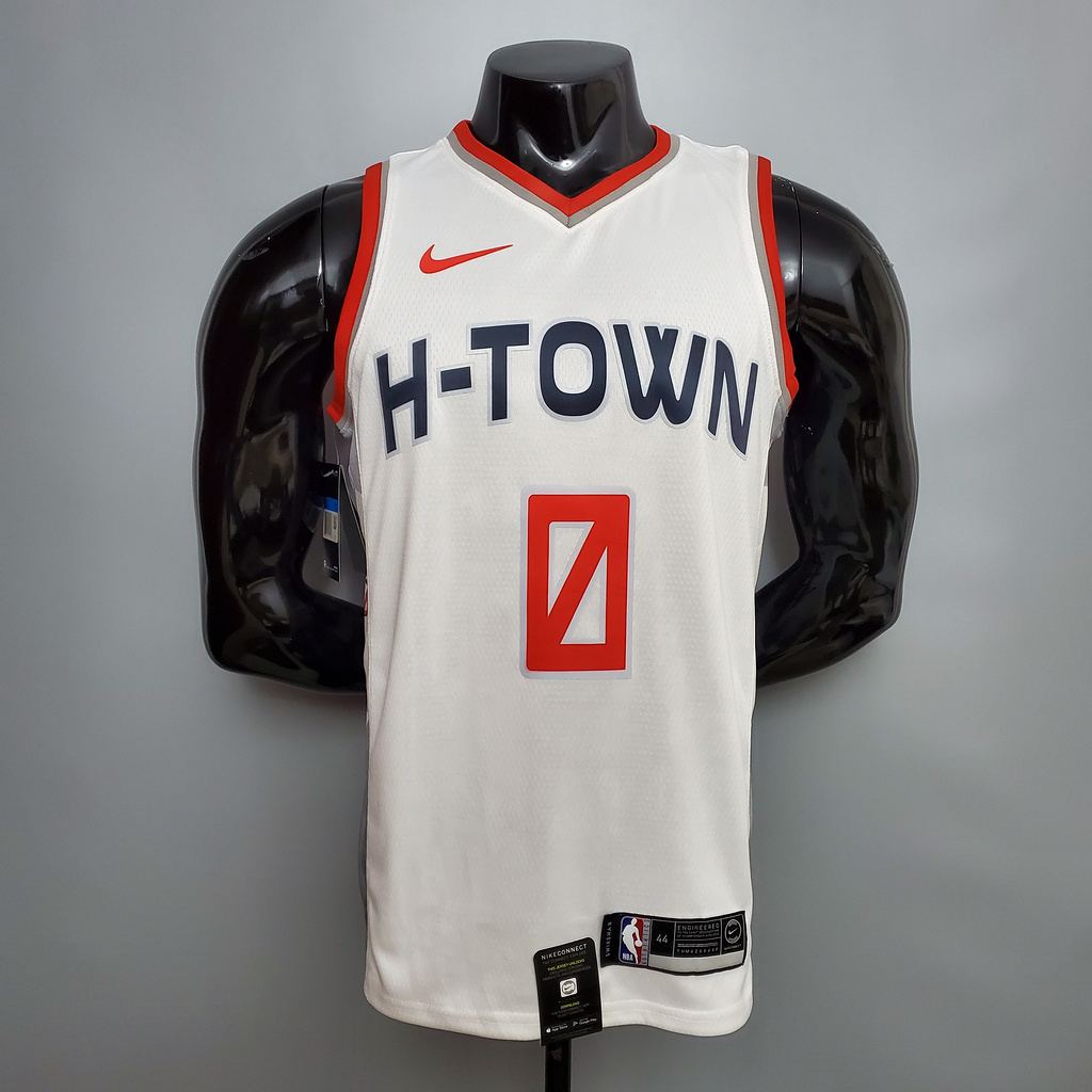 Maillot de basket WESTBROOK #0 Rockets City édition blanc NBA Size_XS_XXL Nike Connect hommage
