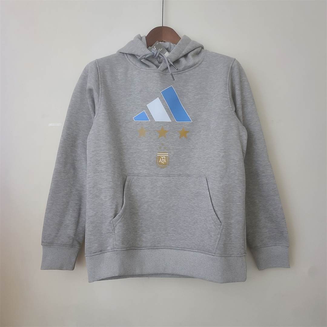 Sweat à capuche Argentine gris avec #10 MESSI — 2023