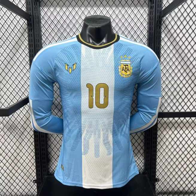 Maillot de football Argentine Messi Farewell — 2026 · Version joueur · Manches longues · tailles S–2XL