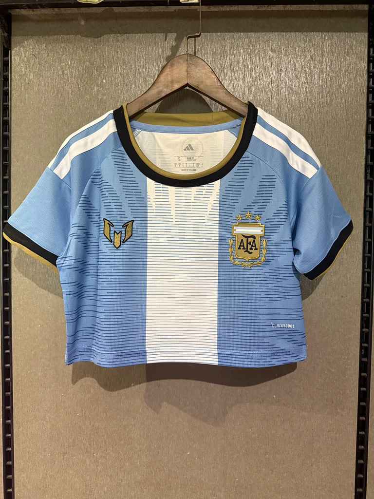 2026 Argentina Messi Farewell Women's Crop Top Soccer Jersey S-2XL