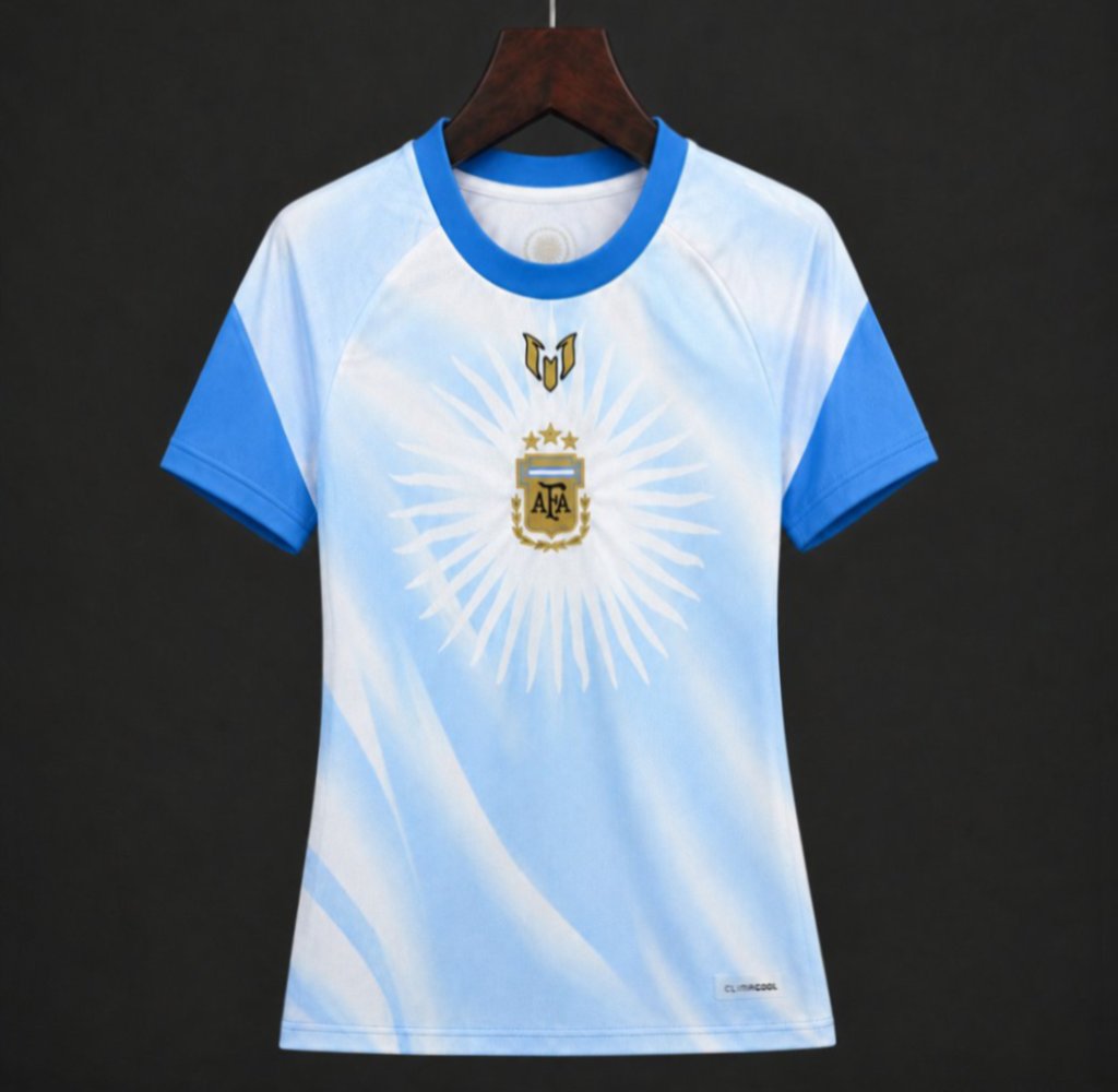 Maillot de football femme Argentine bleu avant-match — 2026 · tailles S–XXL