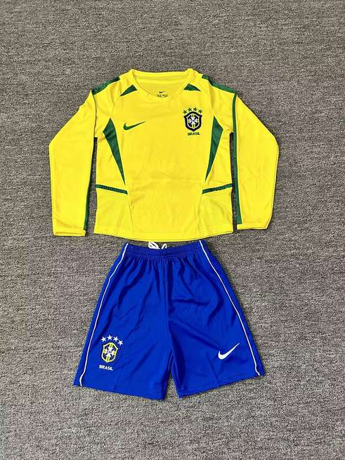 2002 Brazil home long sleeve retro kid kit