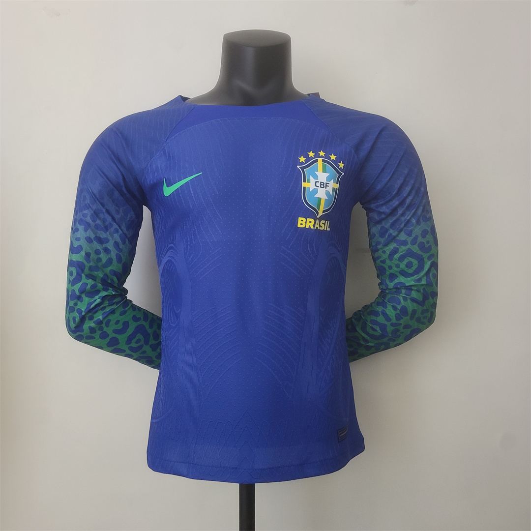 2022 Brésil extérieur version joueur à manches longues