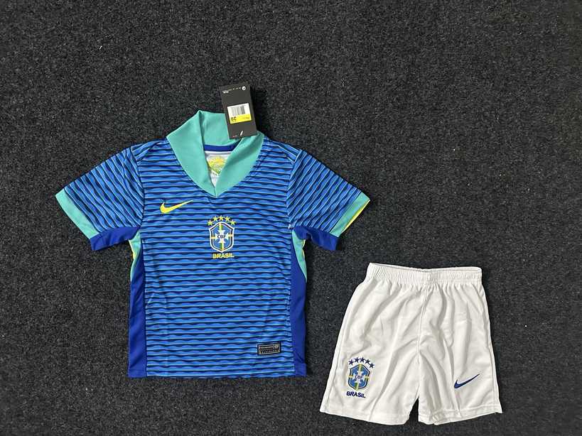2024 Brazil away blue kid kit
