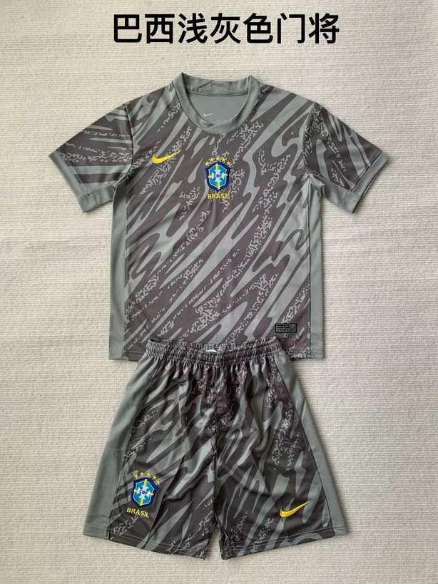2024 brazil gray goalkeeper kid kit