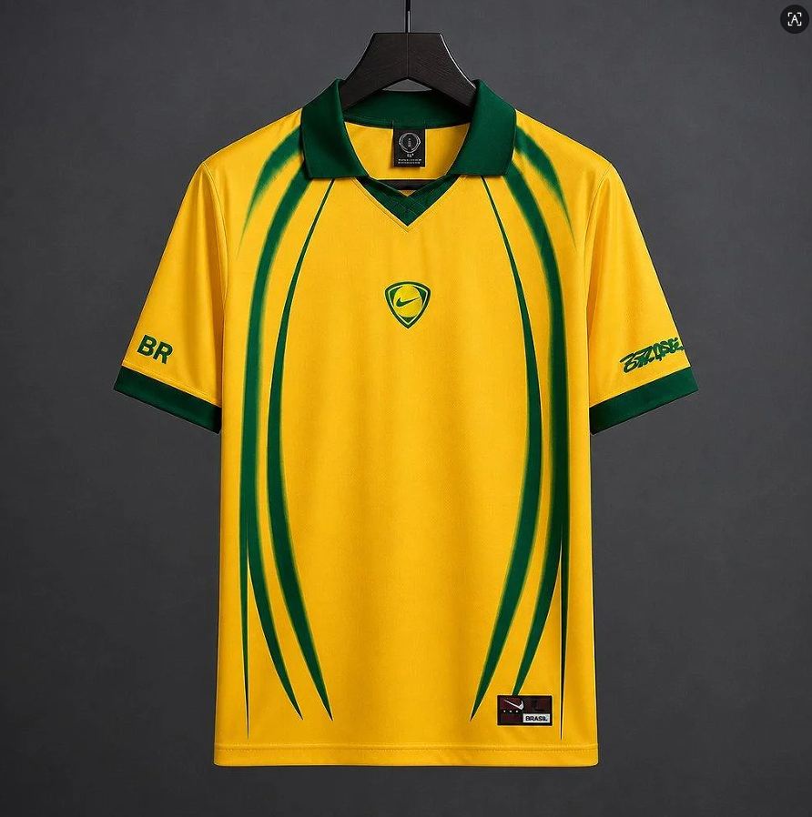 Maillot de football Brésil x Scott Cactus Jack Total 90 jaune — 2026 · Rétro