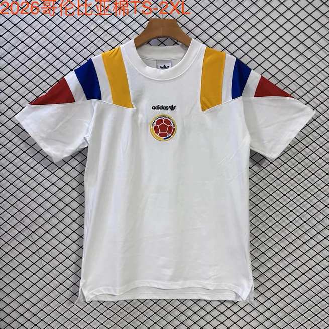 2026 Colombia White EQT Tricolor Casual Retro T-Shirt Size S-2XL
