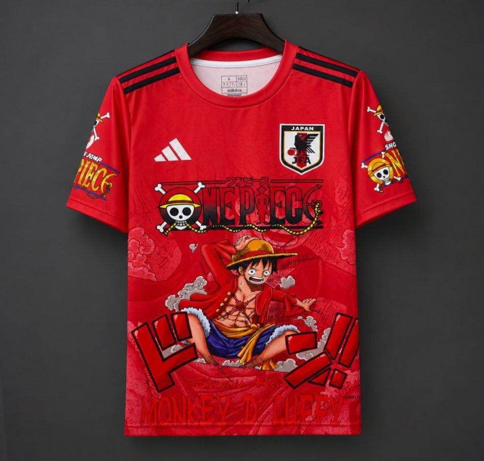 Maillot de football Japon x One Piece rouge édition spéciale — 2026 · tailles S–2XL