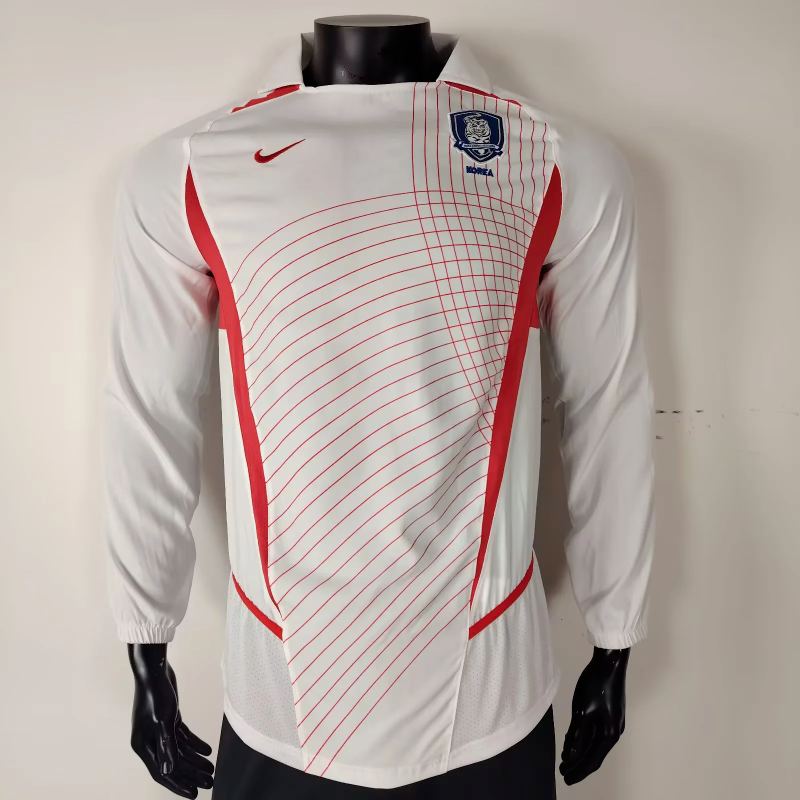 Retro 2002 Korea away white long sleeves soccer jersey