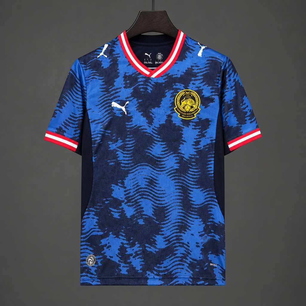 Maillot de football Malaysia bleu marine — 2026/27 · Extérieur · tailles S–2XL