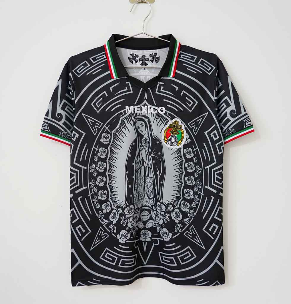 2026 Mexico Special Edition Black Virgin of Guadalupe and Aztec Pattern Soccer Jersey