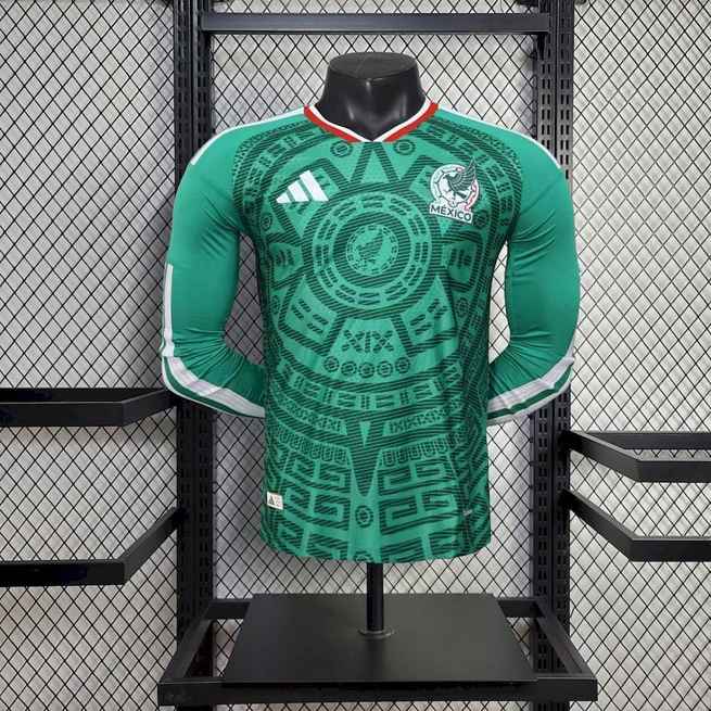 Mens Mexico 2026 World Cup Home Jersey Long Sleeve Jersey Player Version