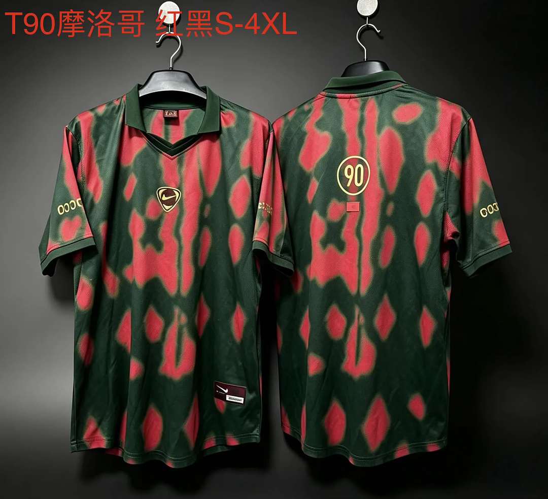 Maillot de football Maroc Travis Scott Cactus Jack Total 90 vert et rouge — 2026 · Rétro · tailles S–4XL