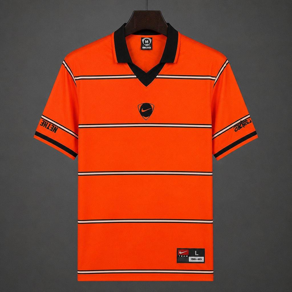 Maillot de football Pays-Bas x Travis Scott Cactus Jack Total 90 orange/noir — 2026 · Rétro · tailles S–4XL