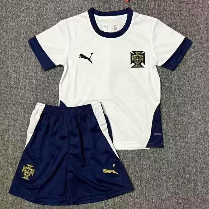 25-26 Portugal(Women's soccer team) White Training Wear Kids Kit