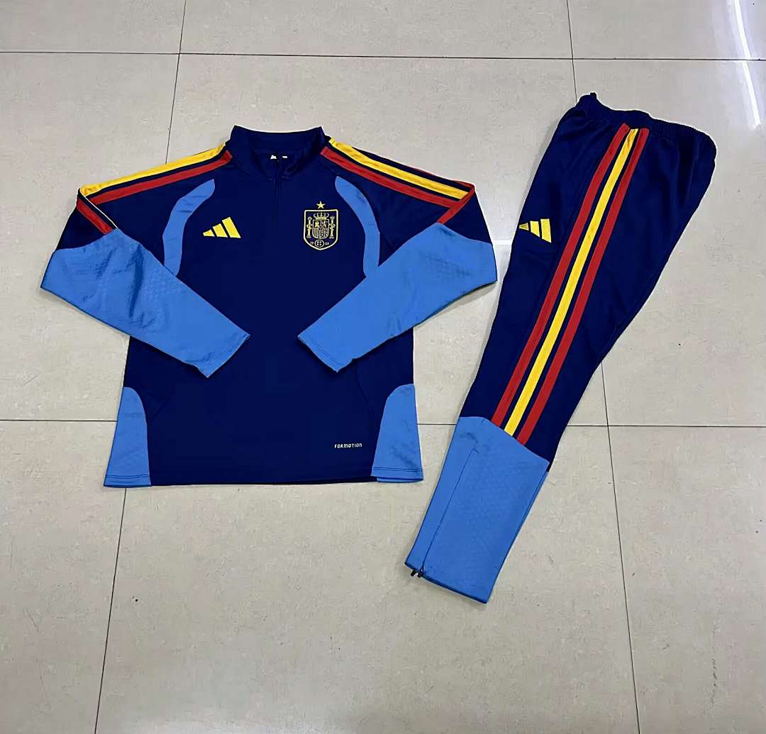 Spain 2025/26 blue Half zipper training clothes