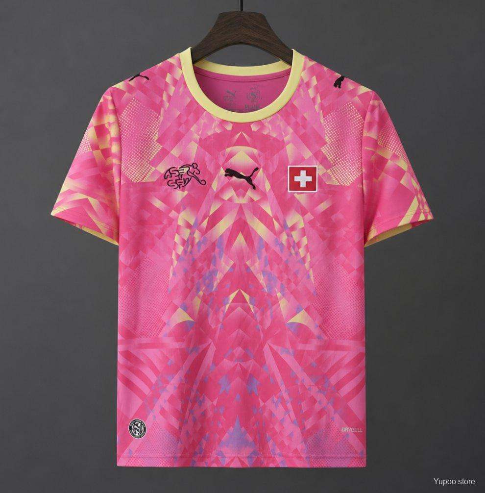 Maillot de football Suisse Coupe du monde rose gardien — 2026 · tailles S–4XL