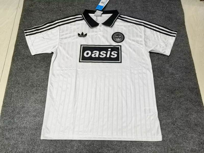 25-26 Adidas x Oasis Tour Jacquard white with black font 25 Jersey