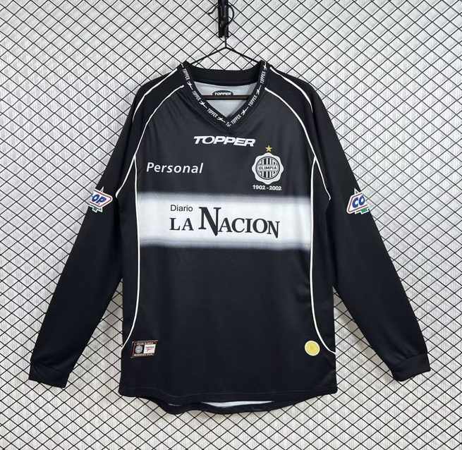 Maillot de football Club Olimpia Asunción noir — 2002 · Extérieur · Rétro · Manches longues · tailles S–2XL