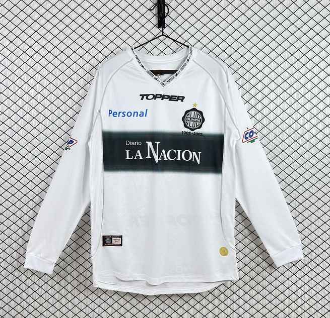 2002 Club Olimpia Asunción White Home Long Sleeve Retro Soccer Jersey S-2XL
