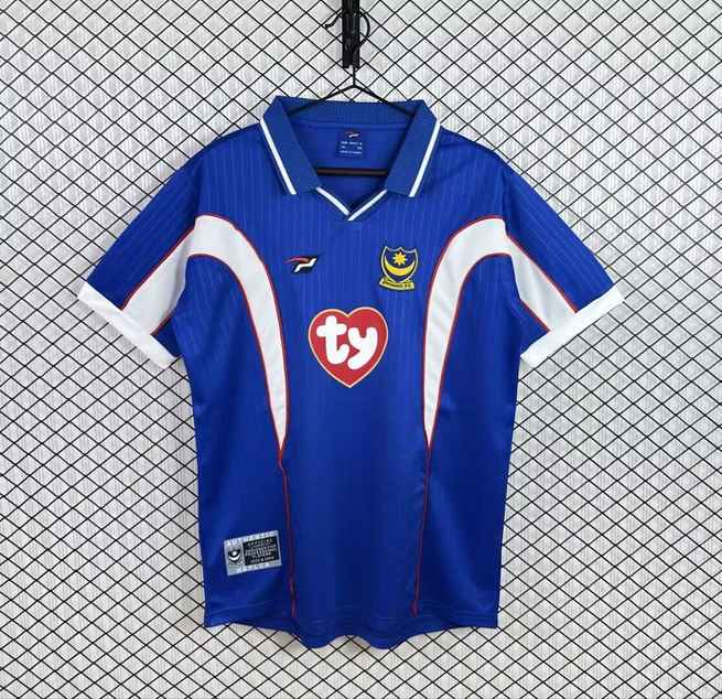 Maillot de football Portsmouth bleu — 2002/03 · Domicile · Rétro · tailles S–2XL