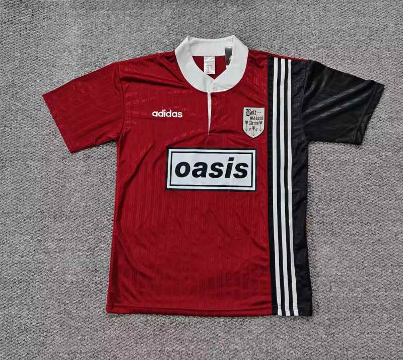 Maillot de football Bolt Makers Arms FC Oasis rouge — 1996 · Rétro · tailles S–4XL