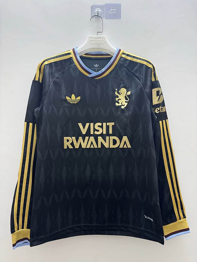 Maillot de football Aston Villa noir — 2026/27 · Extérieur · Manches longues · tailles S–2XL