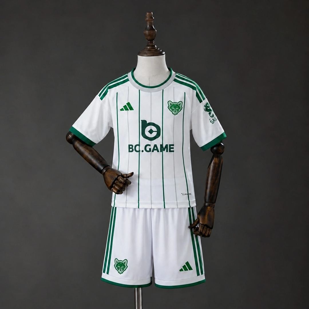 Ensemble de football enfant Leicester City blanc — 2026/27 · Troisième maillot · tailles 16–28