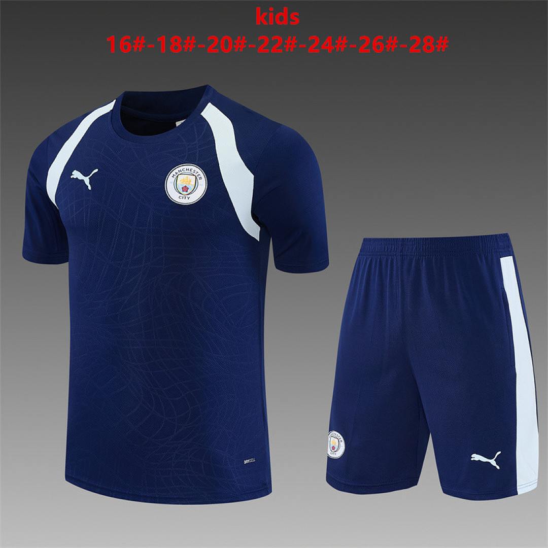 2026/27 Manchester City Navy Blue Training Kids Kit Soccer Jersey 16-28
