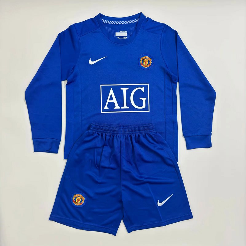 08-09 MNU away blue retro long sleeve kid kit