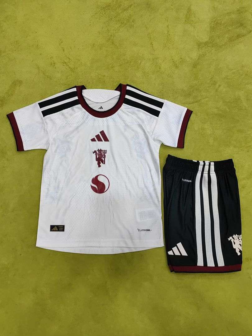 Ensemble de football enfant Manchester United blanc — 2026/27 · Troisième maillot · Version joueur · tailles 16–28