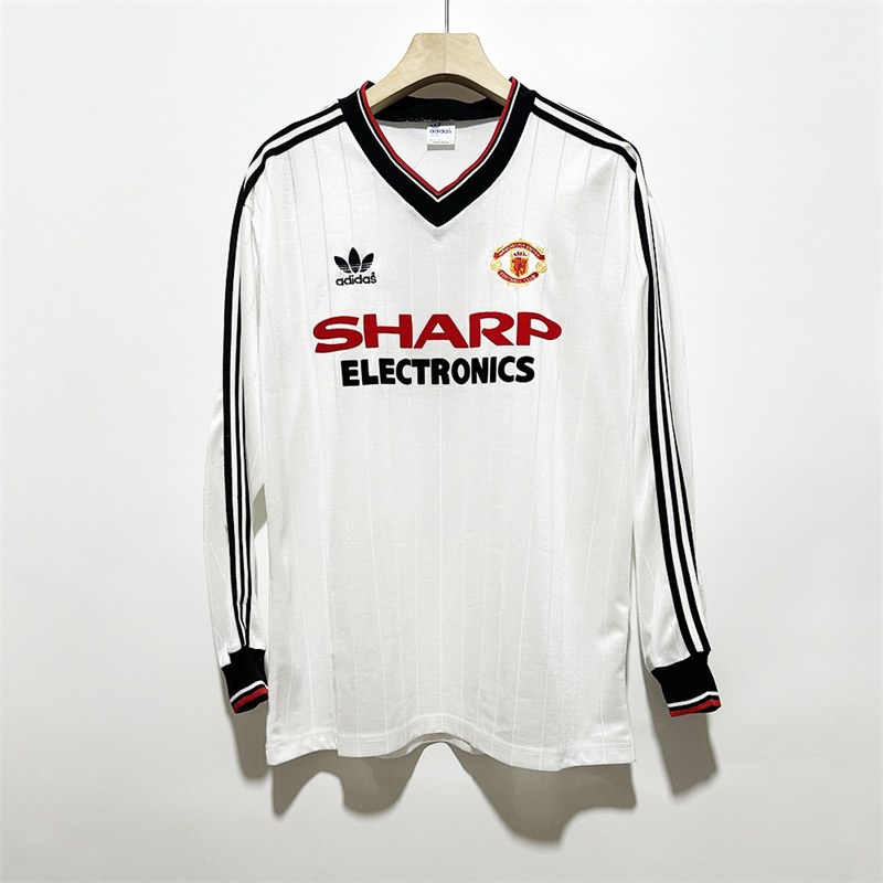 82-83 MNU away white long sleeve retro jersey
