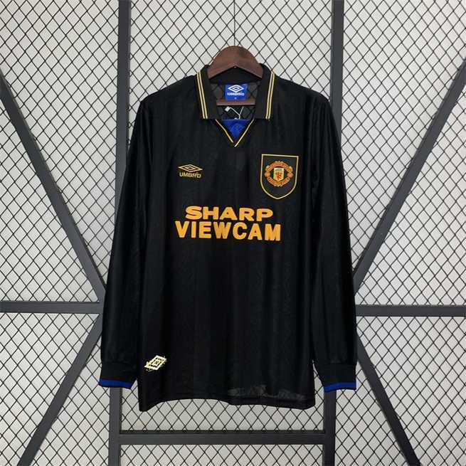 Maillot de football 93-94 MNU noir — Extérieur · Rétro · Manches longues