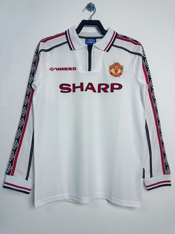 Maillot de football 98-99 MNU blanc — Rétro · Manches longues