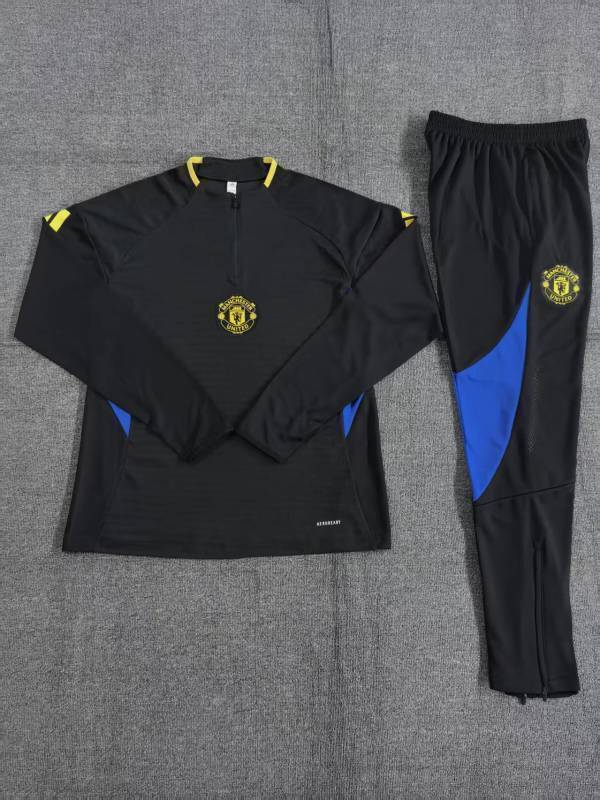 Manchester United 2025/26 noir demi-zip entraînement clothes enfant taille