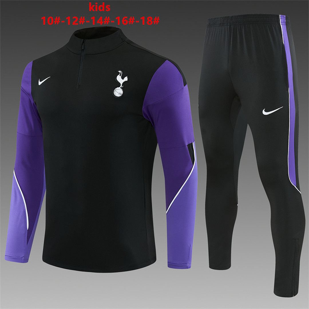 2026/27 Tottenham Black Half Zip Training Suit Kids Size 10-18